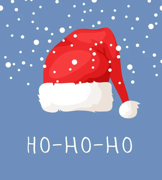 Χέρι Καπέλο Χριστουγέννων Και Χιόνι Μπλε Φόντο Κινούμενο Σχέδιο Διάνυσμα — Διανυσματικό Αρχείο