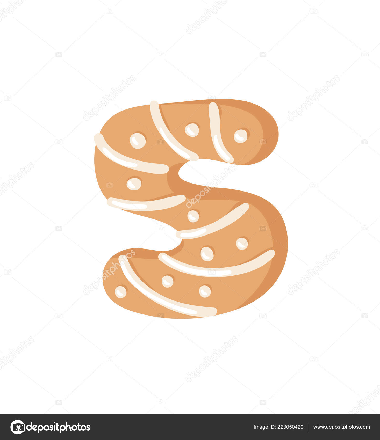 Tecknade Vektorillustration Ingefära Bröd Cookie Nummer Hand Dras Jul Sweet  vektor av ©pomolchim 223050420