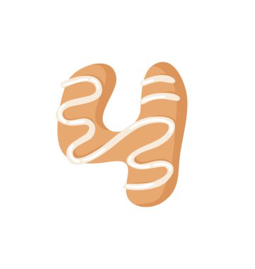 Çizgi film vektör çizim Zencefil Ekmek tanımlama bilgisi sayısı 4. El Noel tatlı çekilmiş. Gerçek yaratıcı tatil alfabe fırında