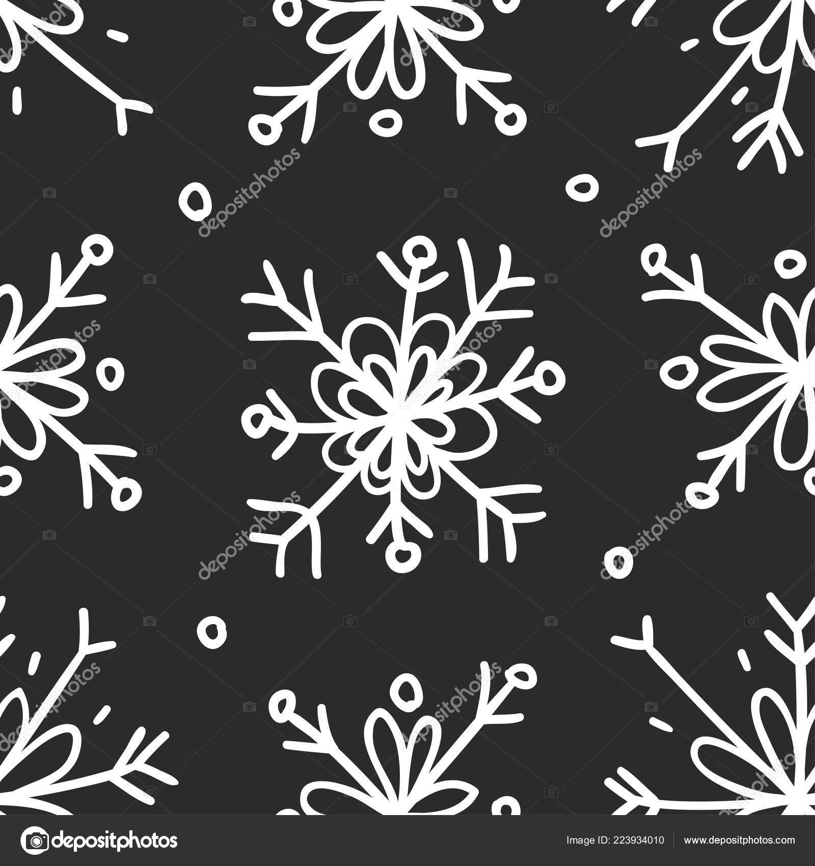 Modèle Sans Soudure étiré Main Fond Noir Blanc Résumé Doodle