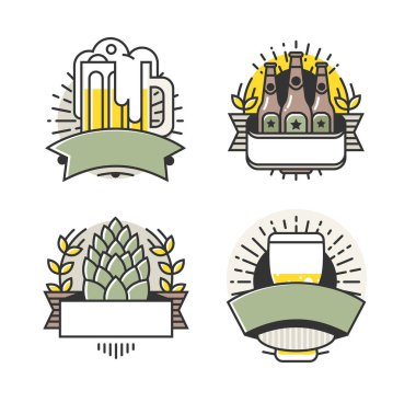 Vektör hat sanat rozeti. Zanaat bira logosunu görmeniz gerekir. Brew House veya Pub Vintage etiketi. Retro Brewery şablonu ve tasarım öğesi. 