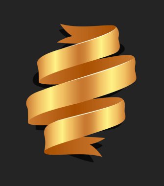 Elle çizilmiş izole blacke zemin üzerine altın saten kurdeleler. Düz nesneleri tasarımınız için. Vektör sanat çizim