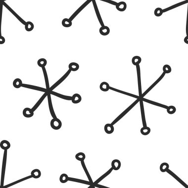 Elle çizilmiş seamless modeli. Siyah ve beyaz arka plan. Özet doodle çizim kar tanesi. Vektör sanat illüstrasyon kar