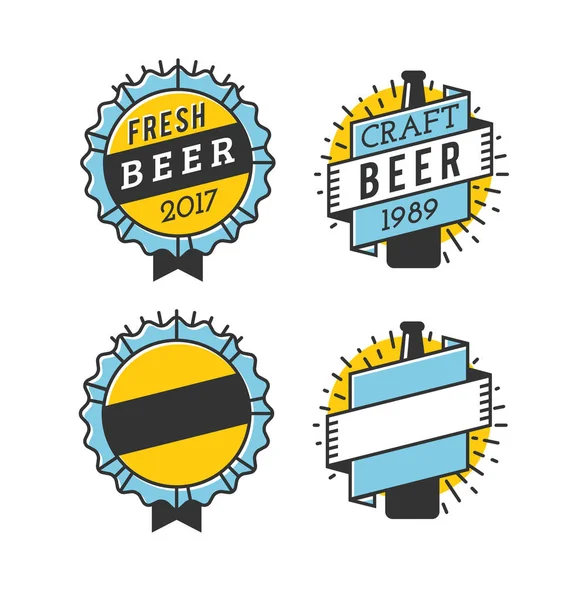 Insigne Art Vectoriel Logo Bière Artisanale Étiquette Vintage Pour Brasserie — Image vectorielle
