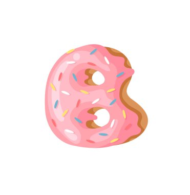 Çizgi film vektör çizim Donut harf B. El yazı tipi tatlı çörek ile çizilmiş. Gerçek yaratıcı sanat fırında alfabesi 