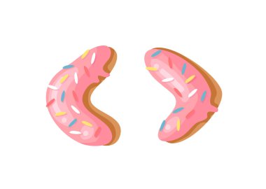 Cartoon vector illustration donut. Hand drawn font with sweet bun. Actual Creative art bake alphabet  clipart