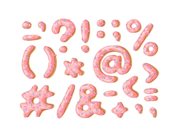 Cartoon Vector Illustratie Donut Hand Getekende Lettertype Met Zoete Broodje — Stockvector