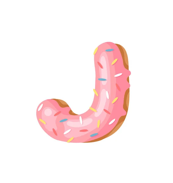 Dibujos Animados Vector Ilustración Donut Letters Fuente Dibujada Mano Con — Archivo Imágenes Vectoriales