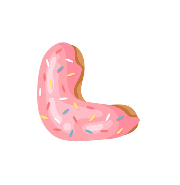 Cartoon Vector Illustration Donut Letters Fuente Dibujada Mano Con Bollo — Vector de stock