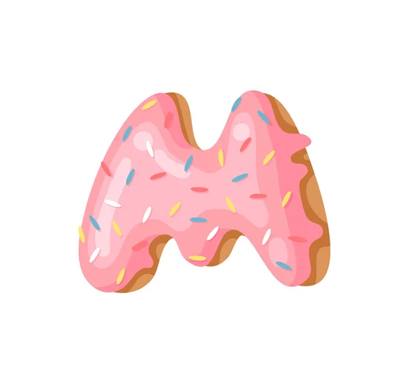 Cartoon Vectorillustratie Donut Letters Hand Getrokken Lettertype Met Zoete Broodje — Stockvector