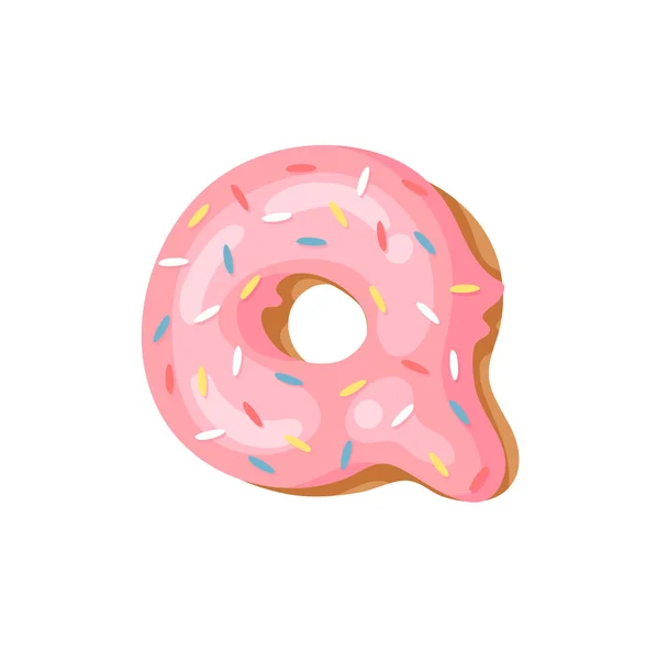 Çizgi Film Vektör Çizim Donut Harf Yazı Tipi Tatlı Çörek — Stok Vektör