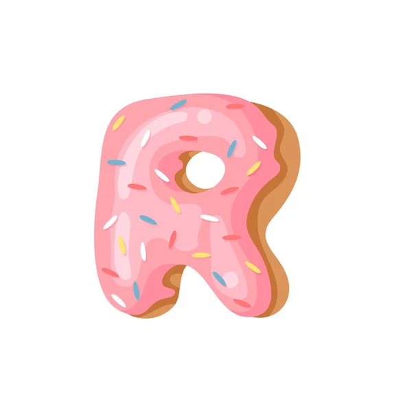 Cartoon Vectorillustratie Donut Letters Hand Getrokken Lettertype Met Zoete Broodje — Stockvector