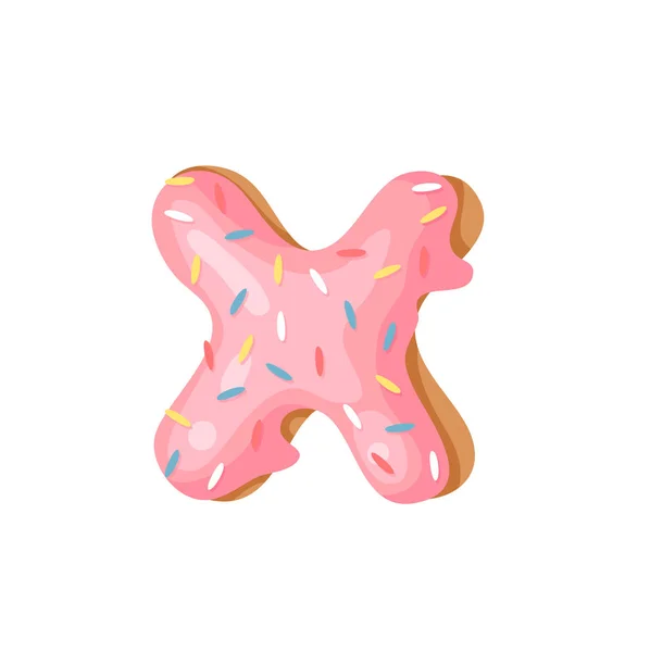 Ilustracja Kreskówka Wektor Donut Litery Ręcznie Rysowane Czcionki Bułka Słodka — Wektor stockowy