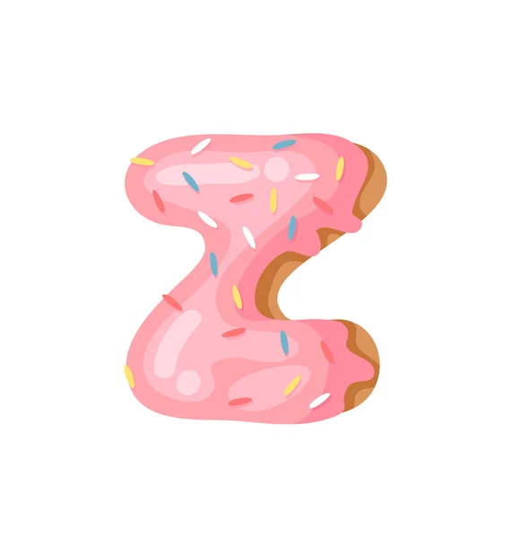 Cartoon Vector Illustration Donut Letters Hand Drawn Font Sweet Bun — Stock Vector
