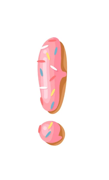 Tecknade Vektor Illustration Donut Hand Dras Teckensnitt Med Söt Bulle — Stock vektor