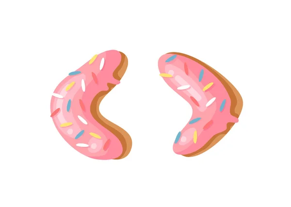 Illustration Vectorielle Dessin Animé Donut Fonte Dessinée Main Avec Petit — Image vectorielle