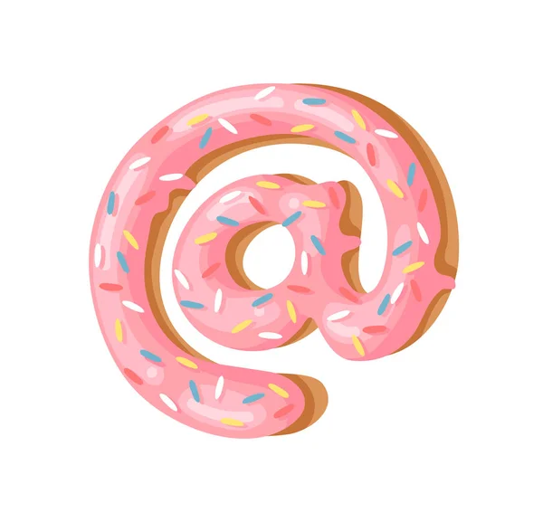 Illustration Vectorielle Dessin Animé Donut Fonte Dessinée Main Avec Petit — Image vectorielle