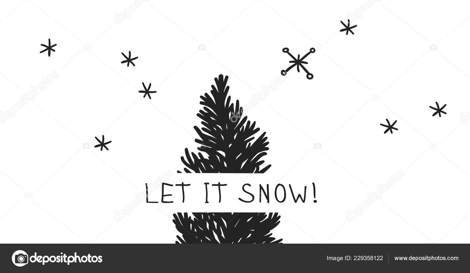 Hand Drawn Christmas Tree White Background Creative Ink Art