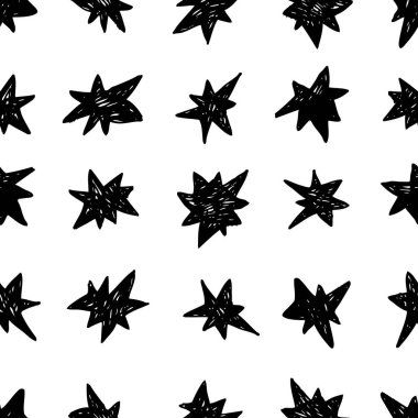 Elle çizilmiş seamless modeli. Soyut doodle arka plan. Vektör sanat illüstrasyon yıldız - vektör
