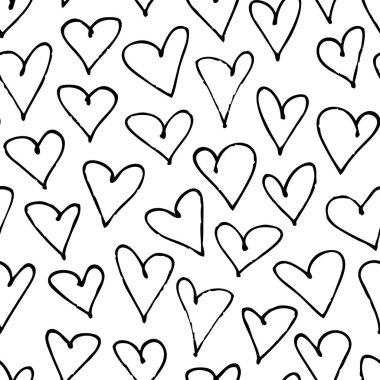 elle çizilmiş grunge seamless modeli. Romantik arka plan. Doodle çizim soyut. Vektör sanat illüstrasyon kalp - vektör