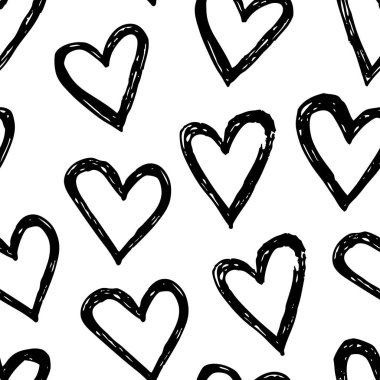 elle çizilmiş grunge seamless modeli. Romantik arka plan. Doodle çizim soyut. Vektör sanat illüstrasyon kalp - vektör