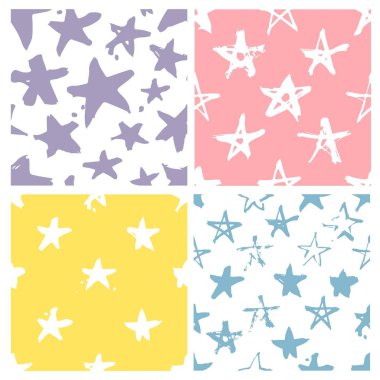 Elle çizilmiş seamless modeli. Soyut doodle arka plan. Vektör sanat illüstrasyon yıldız - vektör