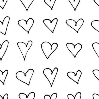 elle çizilmiş grunge seamless modeli. Romantik arka plan. Doodle çizim soyut. Vektör sanat illüstrasyon kalp - vektör