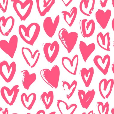 elle çizilmiş grunge seamless modeli. Romantik arka plan. Doodle çizim soyut. Vektör sanat illüstrasyon kalp - vektör