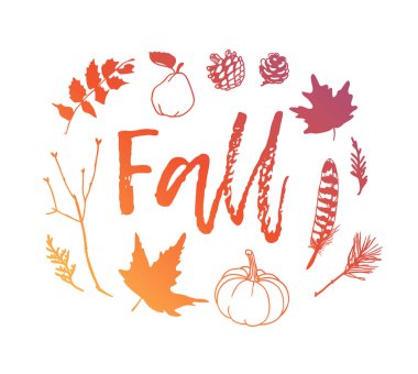 Elle çizilmiş sonbahar illüstrasyon. Yaratıcı mürekkep sanat okulu şeyler çalışır. Gerçek vektör öğrenci Seamless modeli - vektör