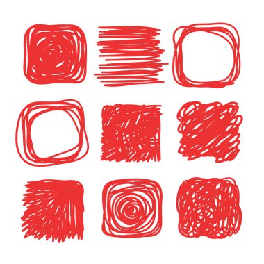 El Dikişsiz desen tasarım kullanmak için çekilmiş. Vektör doodle kareler. Soyut karakalem. Sanatsal illüstrasyon grunge öğeleri 