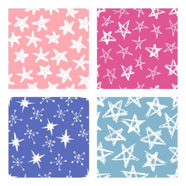 Elle çizilmiş seamless modeli. Soyut doodle arka plan. Vektör sanat illüstrasyon yıldız - vektör