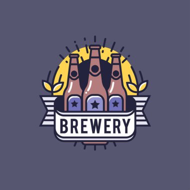 Vektör hat sanat rozeti. Zanaat bira logosunu görmeniz gerekir. Brew House veya Pub Vintage etiketi. Retro Brewery şablonu ve tasarım öğesi - vektör