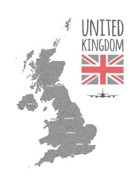 İngiltere vektör harita. Büyük Britanya yazdırma - vektör