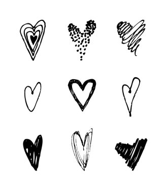 elle çizilmiş grunge seamless modeli. Romantik arka plan. Doodle çizim soyut. Vektör sanat illüstrasyon kalp - vektör