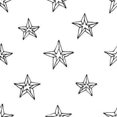 Elle çizilmiş seamless modeli. Soyut doodle arka plan. Vektör sanat illüstrasyon yıldız - vektör