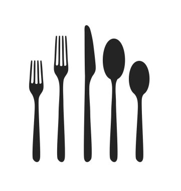 Çizilmiş çizim araçları, yemekleri ve yemek yemek ver. Yaratıcı mürekkep sanat eseri. Gerçek vektör çizim. Mutfak takımı - vektör