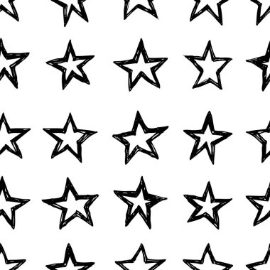 Elle çizilmiş seamless modeli. Soyut doodle arka plan. Vektör sanat illüstrasyon yıldız - vektör