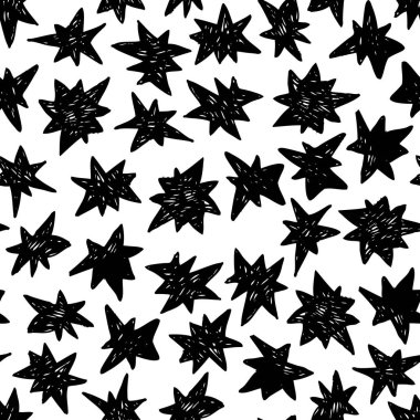Elle çizilmiş seamless modeli. Soyut doodle arka plan. Vektör sanat illüstrasyon yıldız - vektör