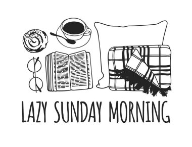 Elle çizilmiş kış giysileri ayarlayın. Yaratıcı sanat çalışmaları. Sıcacık kış dekorasyon. Doodle tatil arka plan. -Vektör