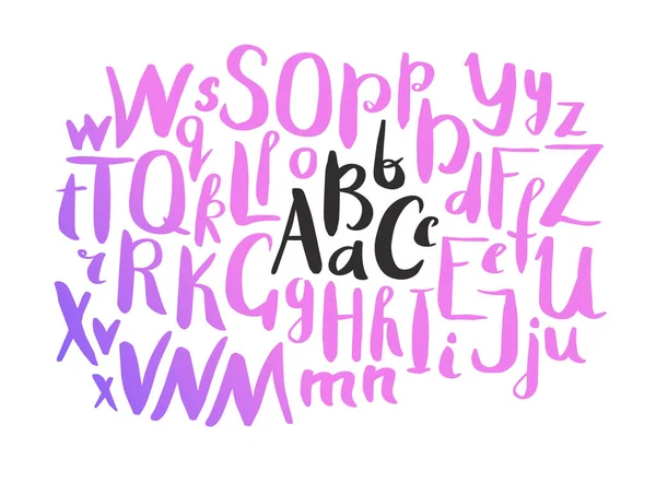 文字のアルファベット 手作りのインク フォント 手には 筆で書かれた文字が描画されます 流行のヒップスター ベクター グラフィック ベクター — ストックベクタ
