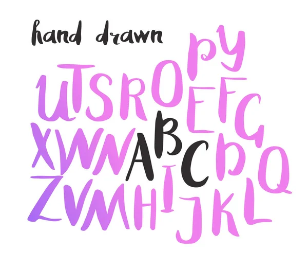 Alfabeto Letras Fonte Tinta Feita Mão Cartas Desenhadas Mão Escritas —  Vetores de Stock