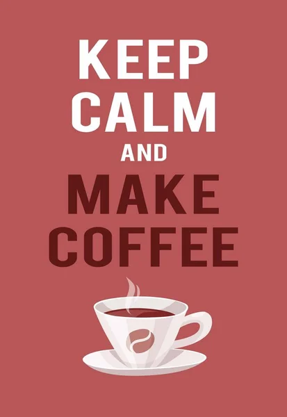 Hand Drawn Yellow Coffee Cup Positive Text Keep Calm Make — Διανυσματικό Αρχείο