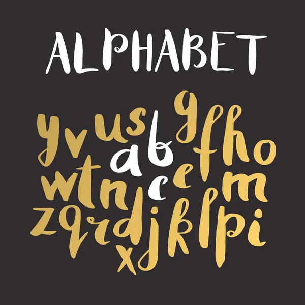 Alphabet Lettres Fonte Encre Faite Main Lettres Dessinées Main Écrites — Image vectorielle