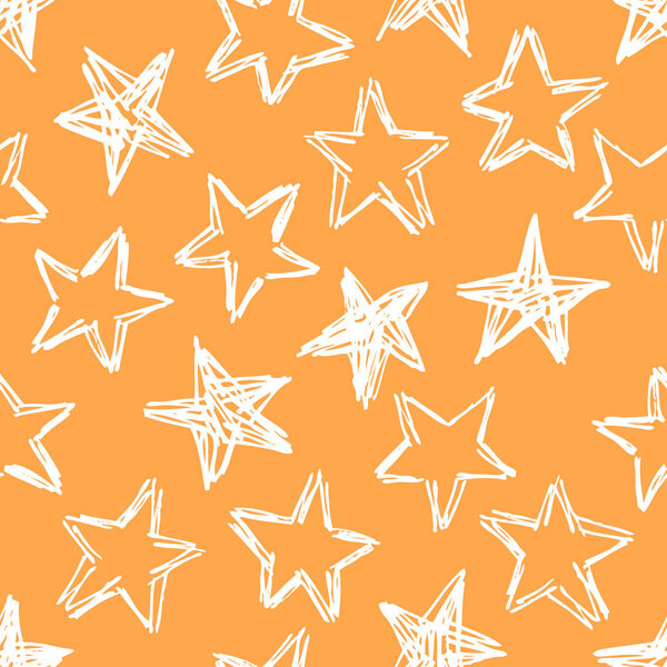 Hand drawn seamless pattern. Abstract doodle background. Vector art illustration stars - Vector