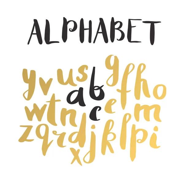 Alphabet Lettres Fonte Encre Faite Main Lettres Dessinées Main Écrites — Image vectorielle