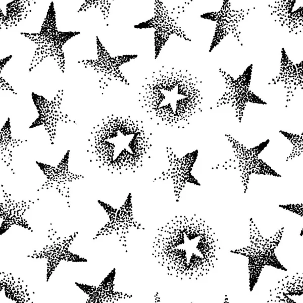 Padrão Sem Costura Desenhado Mão Fundo Abstrato Rabiscos Estrelas Ilustração — Vetor de Stock