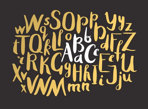 Alphabet Lettres Fonte Encre Faite Main Lettres Dessinées Main Écrites — Image vectorielle