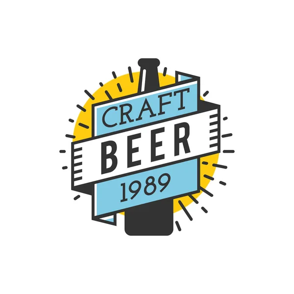 Vektorové Čáry Umění Odznak Craft Beer Logo Vintage Popisek Palírna — Stockový vektor