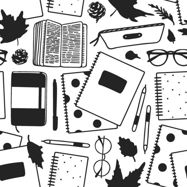 Hand Drawn Autumn Illustration Creative Ink Art Work School Things — Stock Vector