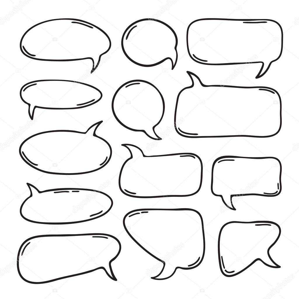 Hand drawn seamless pattern with speech bubbles. Vector pop art objects. Doodle elements for dialog - Vector 